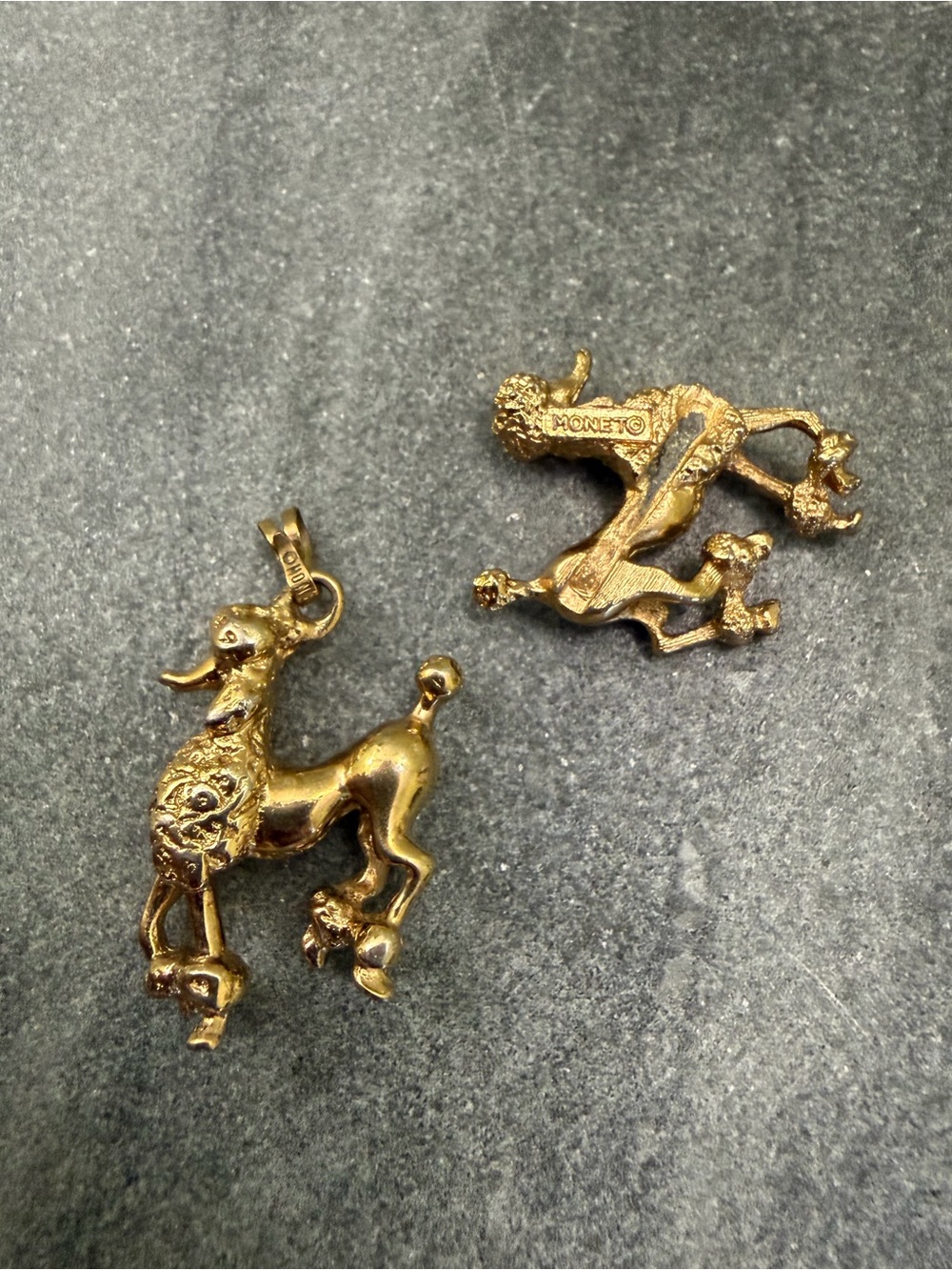 Vintage Monet Gold Poodle Dog Pendant Necklace Charm - Picture 2 of 6